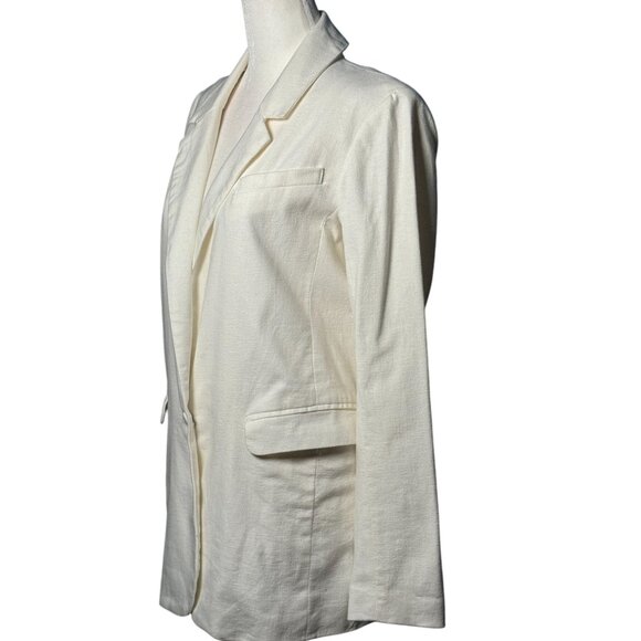 Abercrombie & Fitch White Cream Linen Long Sleeve Button Blazer Coat Jacket S - Picture 3 of 8